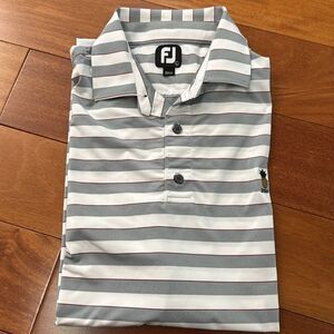 FootJoy Men's Gray Striped Polo Golf Shirt size L